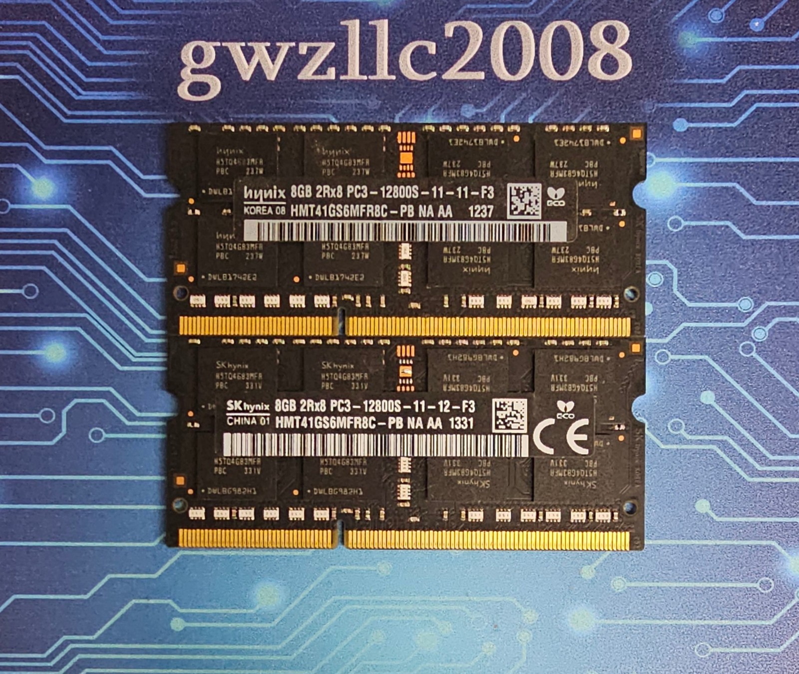 16GB (2x8GB) PC3-12800s DDR3-1600MHz 2Rx8 Non-ECC Hynix HMT41GS6MFR8C-PB