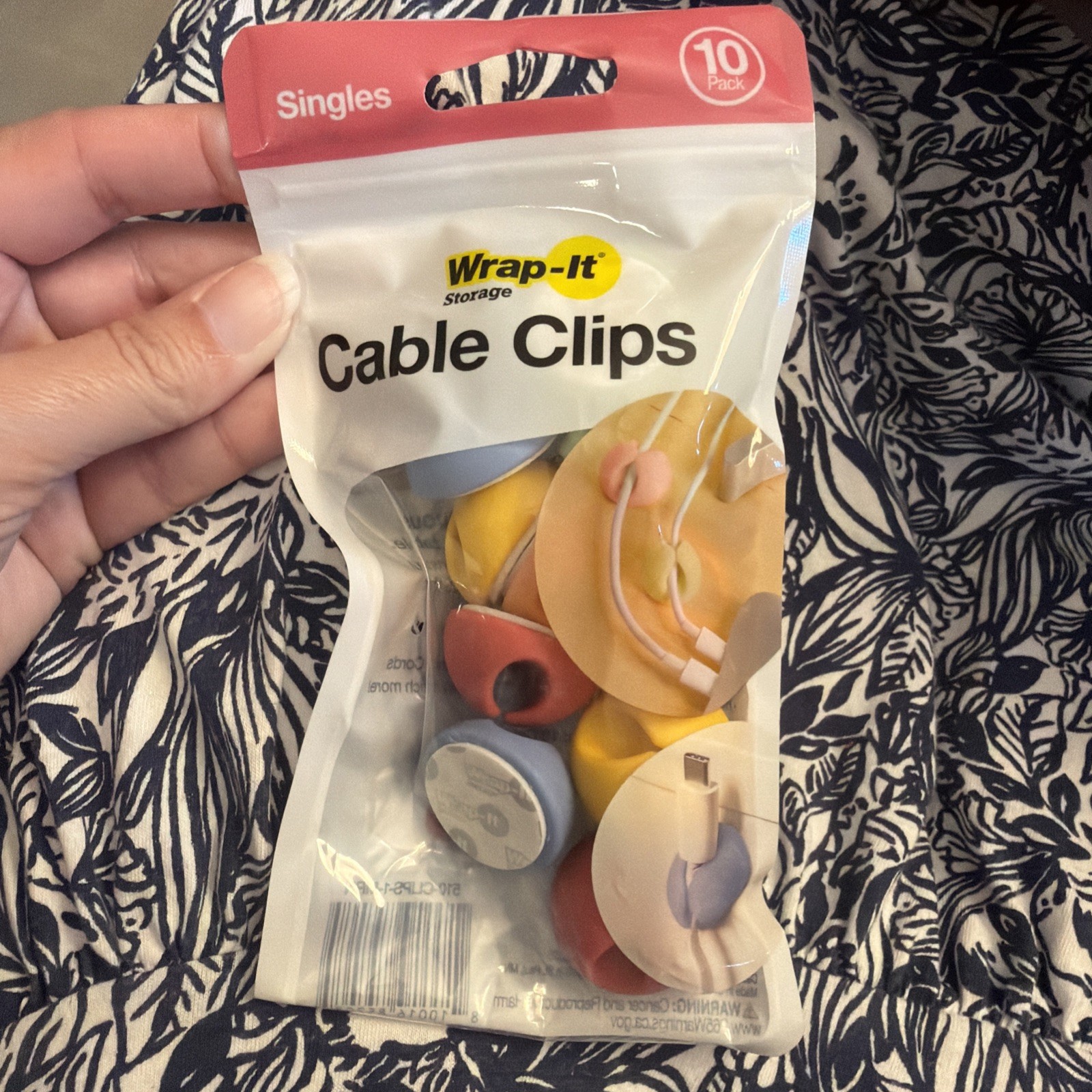 Wrap-It Storage Cable Clips 10 Pack Multicolor Adhesive Reusable Plastic