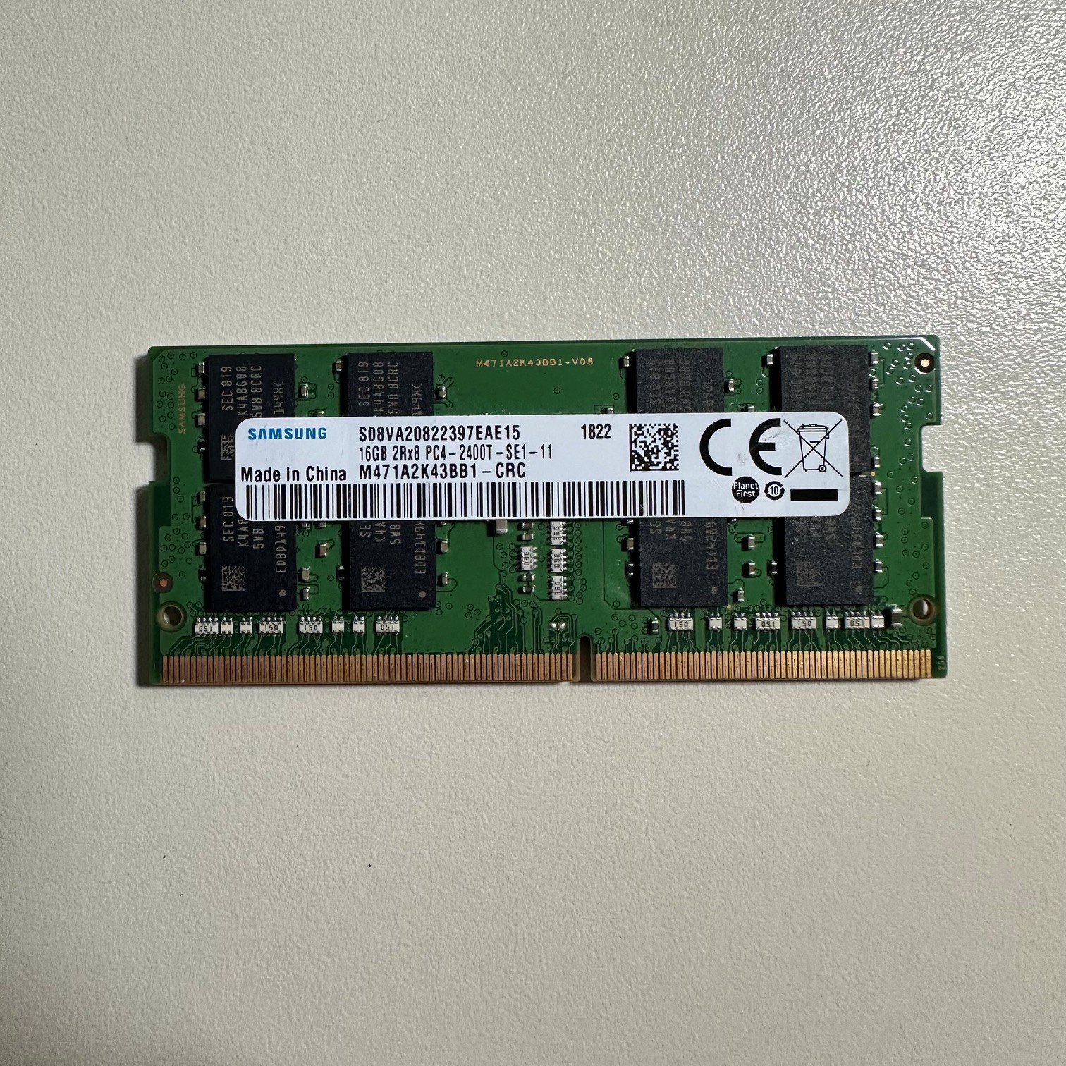 Samsung 16GB DDR4 2400MHz 1.2V CL17 SODIMM Memory Module (M471A2K43CB1-CRC)
