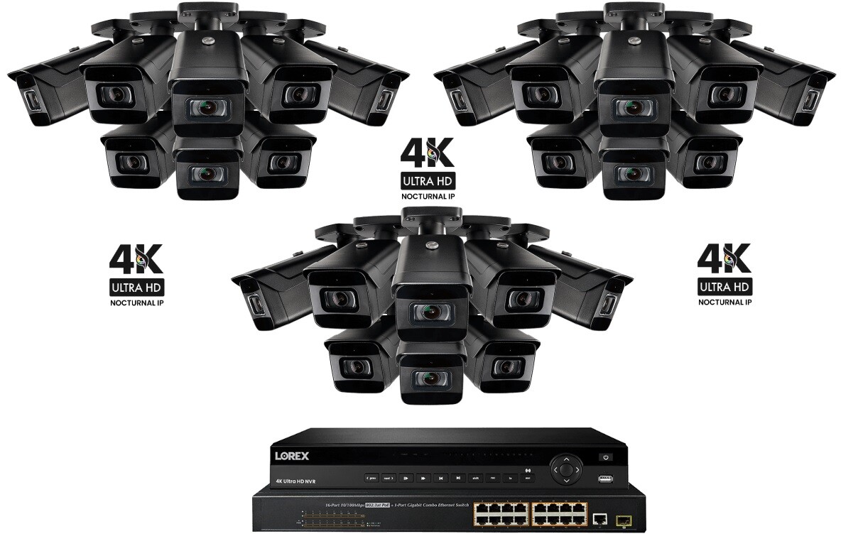NEW Lorex 32 Channel 4K NVR 8TB + 24  8MP IP Cameras Nocturnal 30 fps Motorized