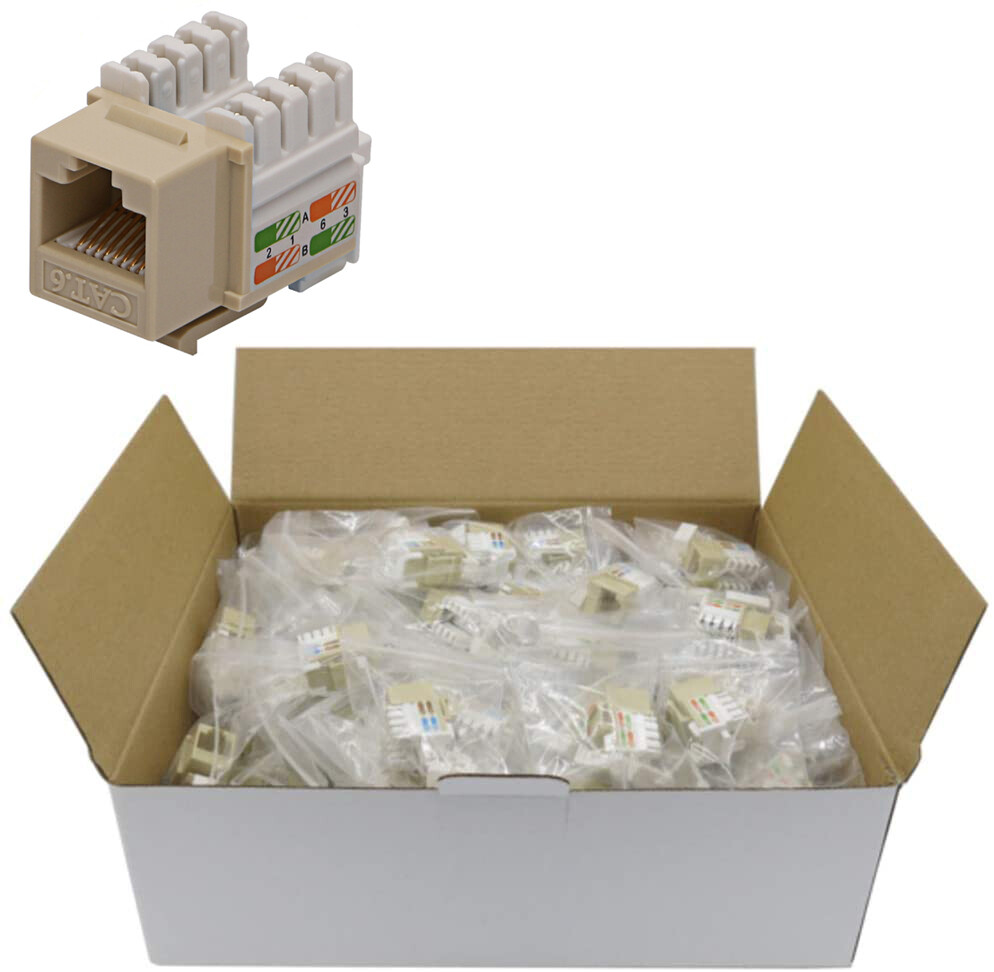 100 Lot CNAweb Cat6 RJ45 Punchdown Keystone Network Jack, 110 Style, Ivory
