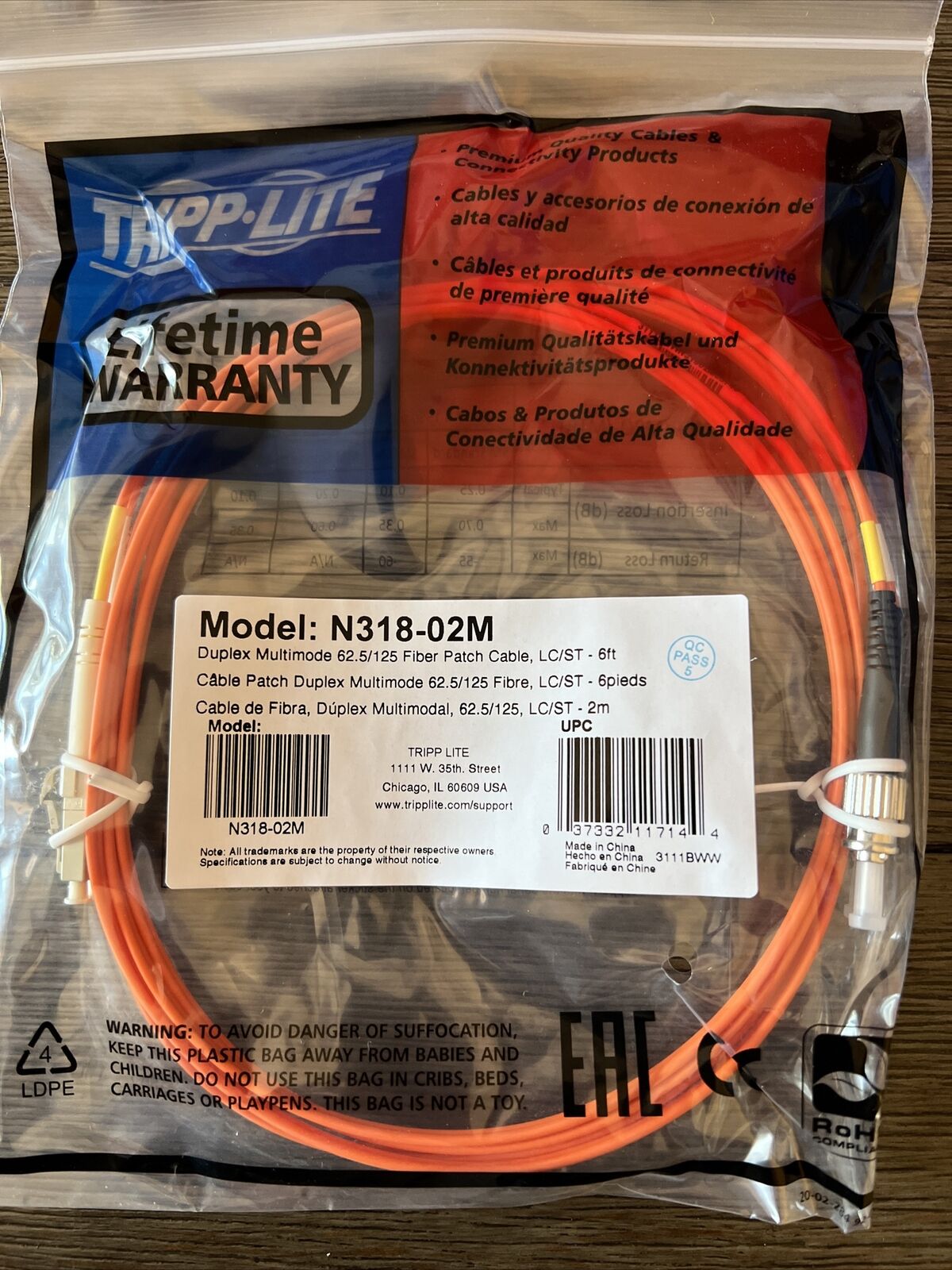 Tripplite N318-02m Tripp Lite Patch Cable - St Multi-mode [m] Lc 6.6