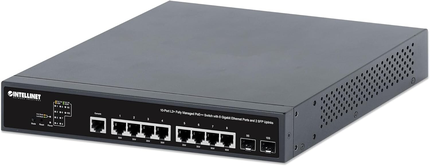 Intellinet 10 Port Gigabit L2+ Managed PoE Ethernet Switch - Rackmount - NIB