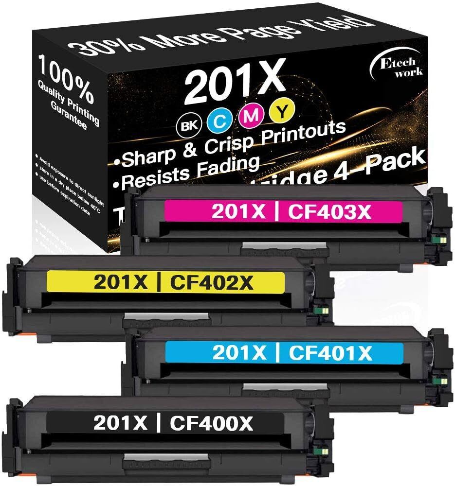 201X Toner Cartridge Replacement for HP CF400X MFP M252dw, 4 PK (KCMY)