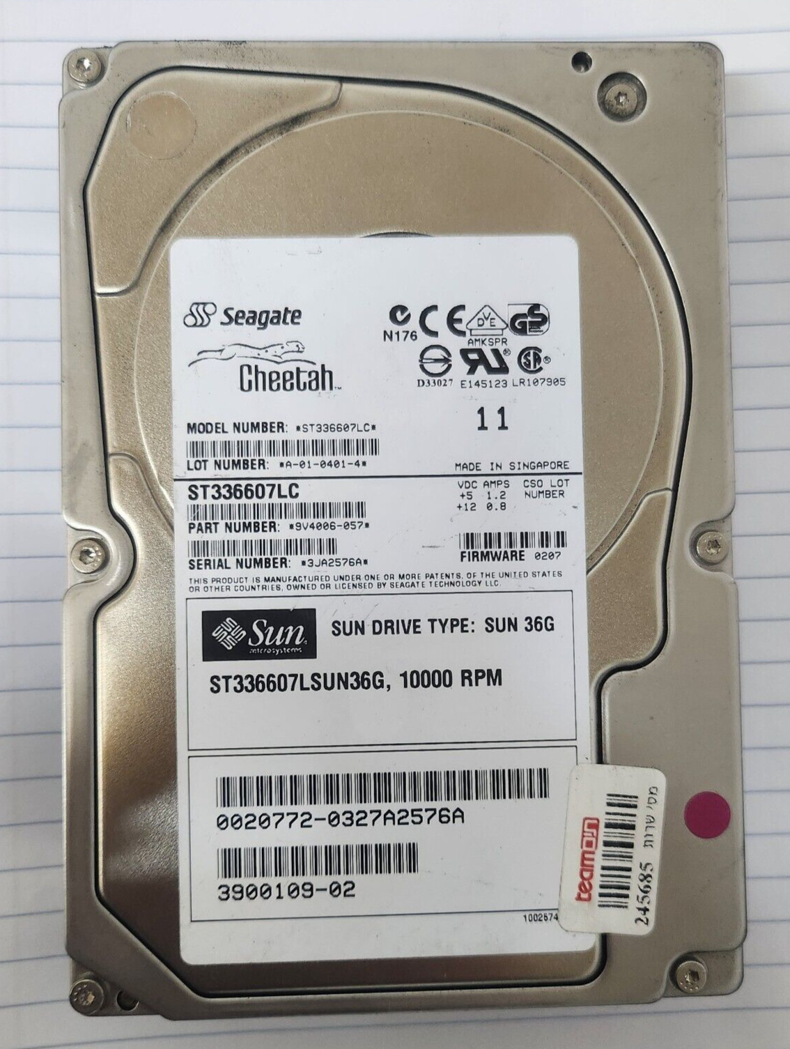 Seagate ST336607LC ST336607LSUN36G 3900109-02 36.4GB 3.5" 10K Ultra320 SCSI HDD