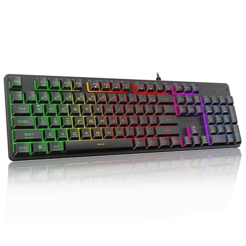 K521 Rainbow LED Gaming Keyboard - 104 Keys, Anti-Ghosting & Multimedia Keys