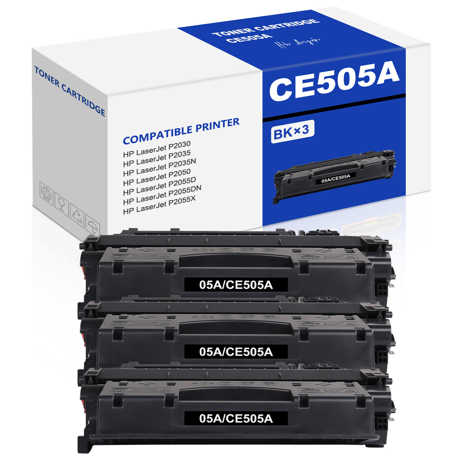3PK High Quality CE505A 05A Toner Cartridge for HP LaserJet P2030 P2035 P2035n