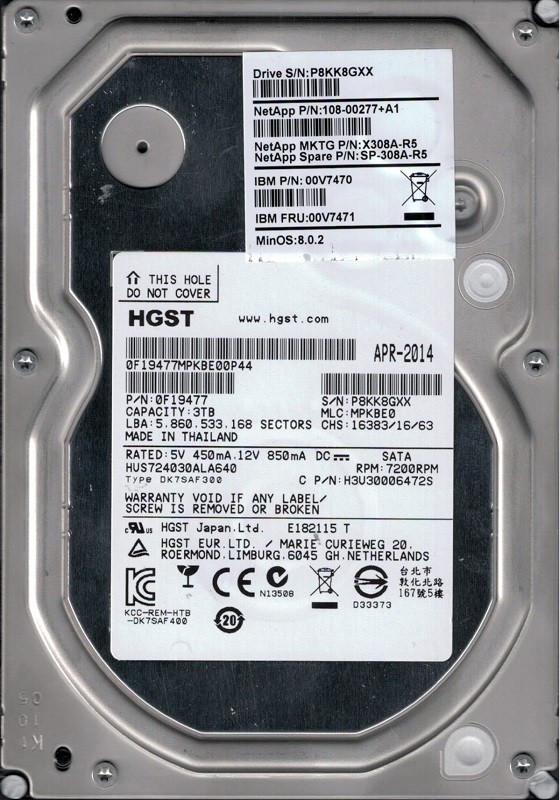 HGST HUS724030ALA640 P/N: 0F19477 MLC: MPKBE0 3TB