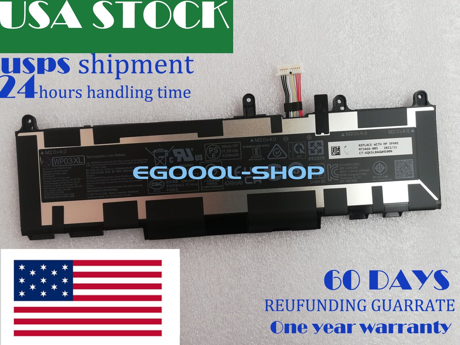 New Genuine WP03XL Battery for HP Split X2 13-M000 Elitebook 830 860 G9 51.3Wh
