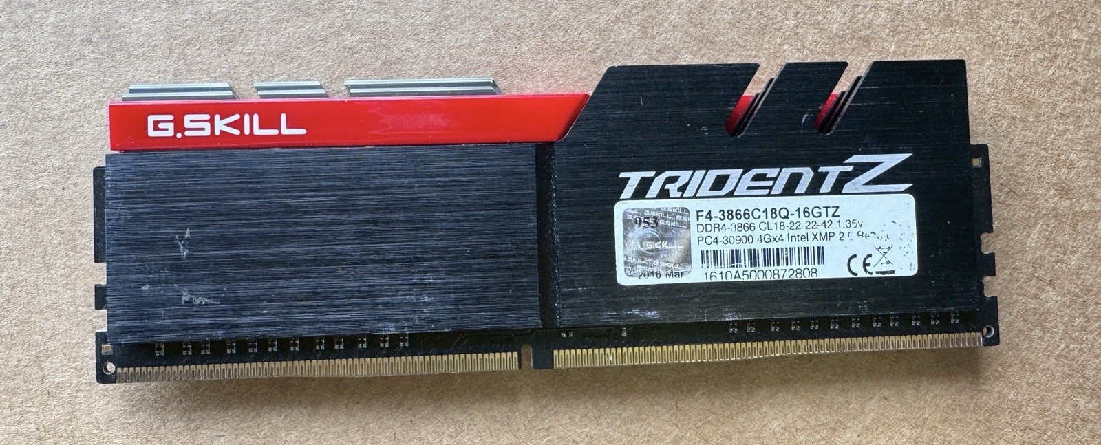 Single G.SKILL Trident Z DDR4-3866 4GB (1x4GB) CL18-22-22-42 1.35V Open Box RAM