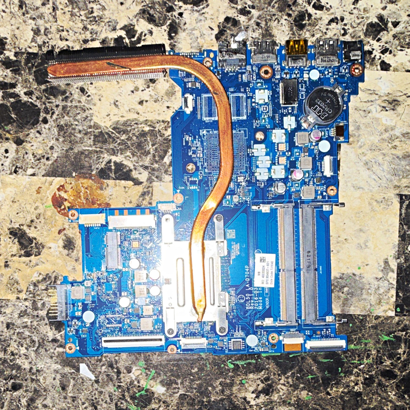 HP 15-AY Motherboard BDL50 LA-D704P i5-6200U 854937-601 with Heatsink