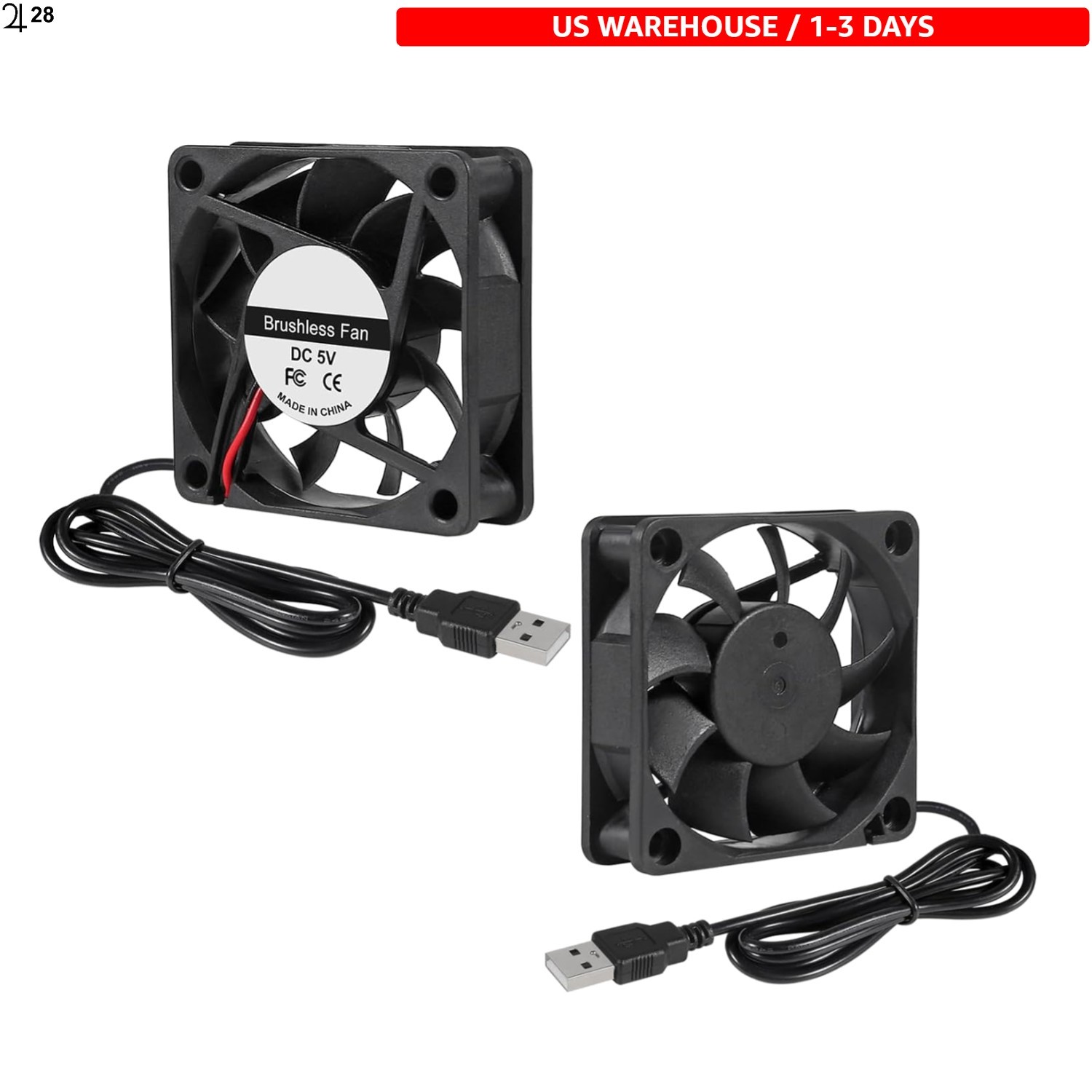 Efficient 2PCS Brushless Cooling Fan - USB 60mm x 10mm, Low Noise 26 dBA