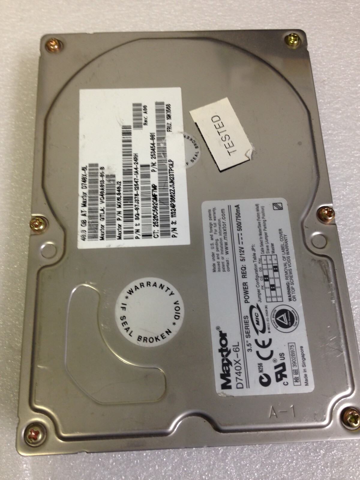 Maxtor IBM 19K1568 253454-001 D740X-6L MX6L040J2 40GB 7200 RPM IDE Drive TESTED