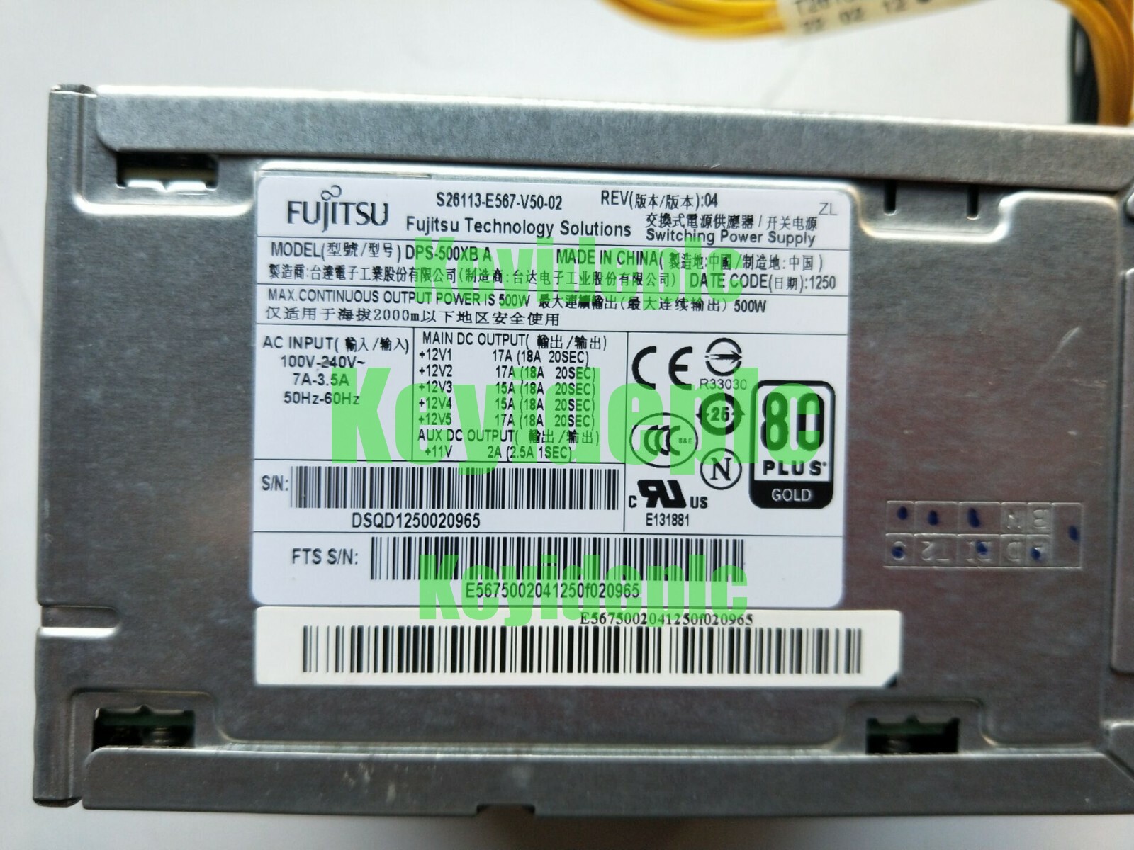 1PC Original Fujitsu S26113-E567-V50-02 DPS-500XB A server power supply 500W #ke