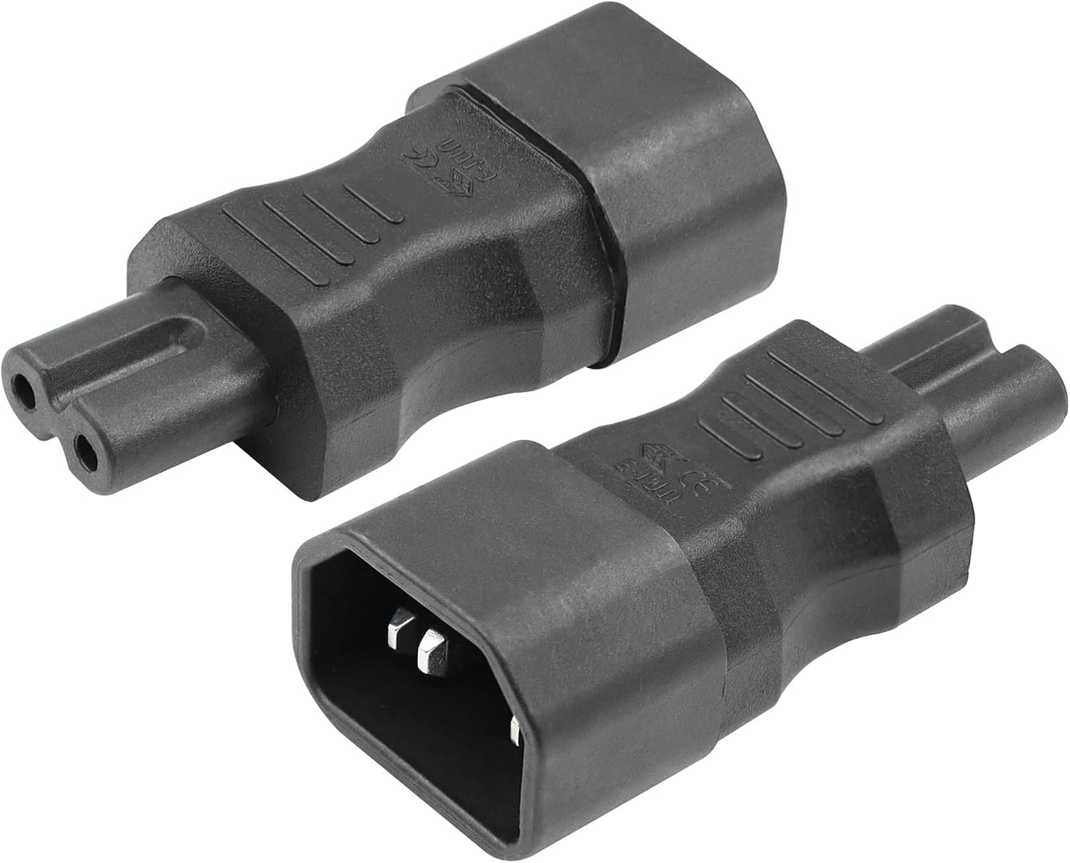 2 PCS C14 to C7 Power Extension Adapter IEC 320 Male C14 to IEC Female C7