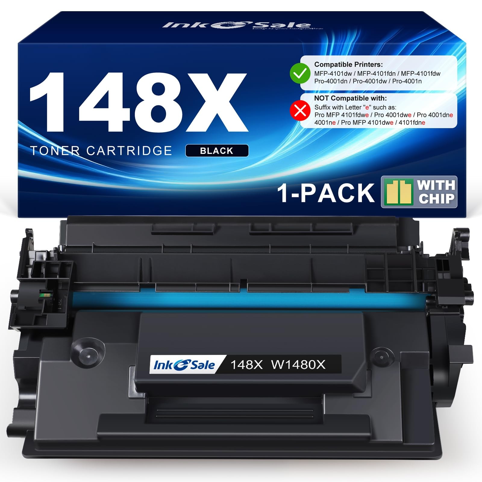 148X Toner Cartridge Black High Yield 148A W1480A W1480X with Chip