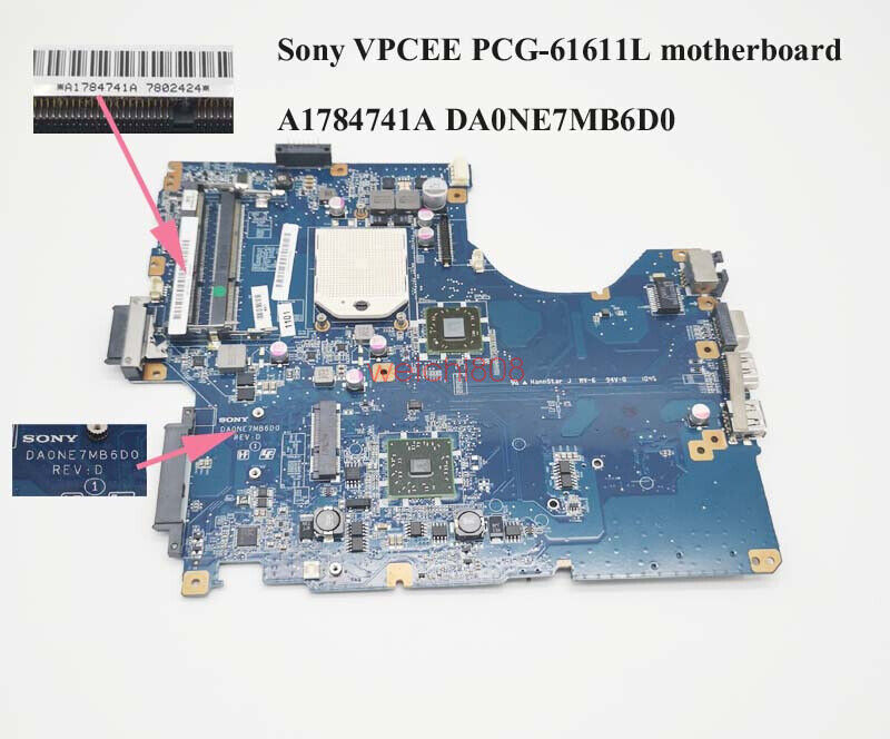 For Sony Vaio VPCEE PCG-61611M VPC-EE Laptop Motherboard A1784741A DA0NE7MB6D0