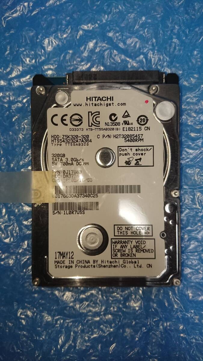 [Used] HITACHI HTS543232A7A384 320GB / 8MB 10266 hours used Management No.: D121