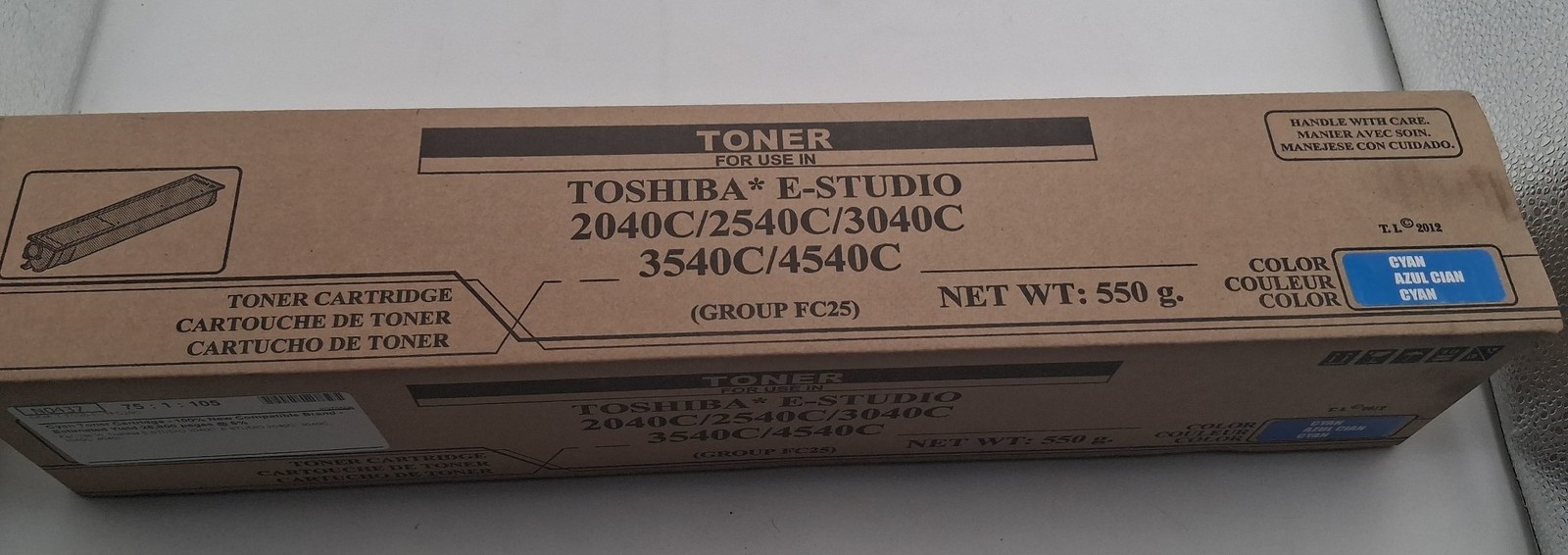 Toshiba T-FC25-C Cyan Toner Cartridge E-Studio 2040C 2540C 3040C 3540C 4540C