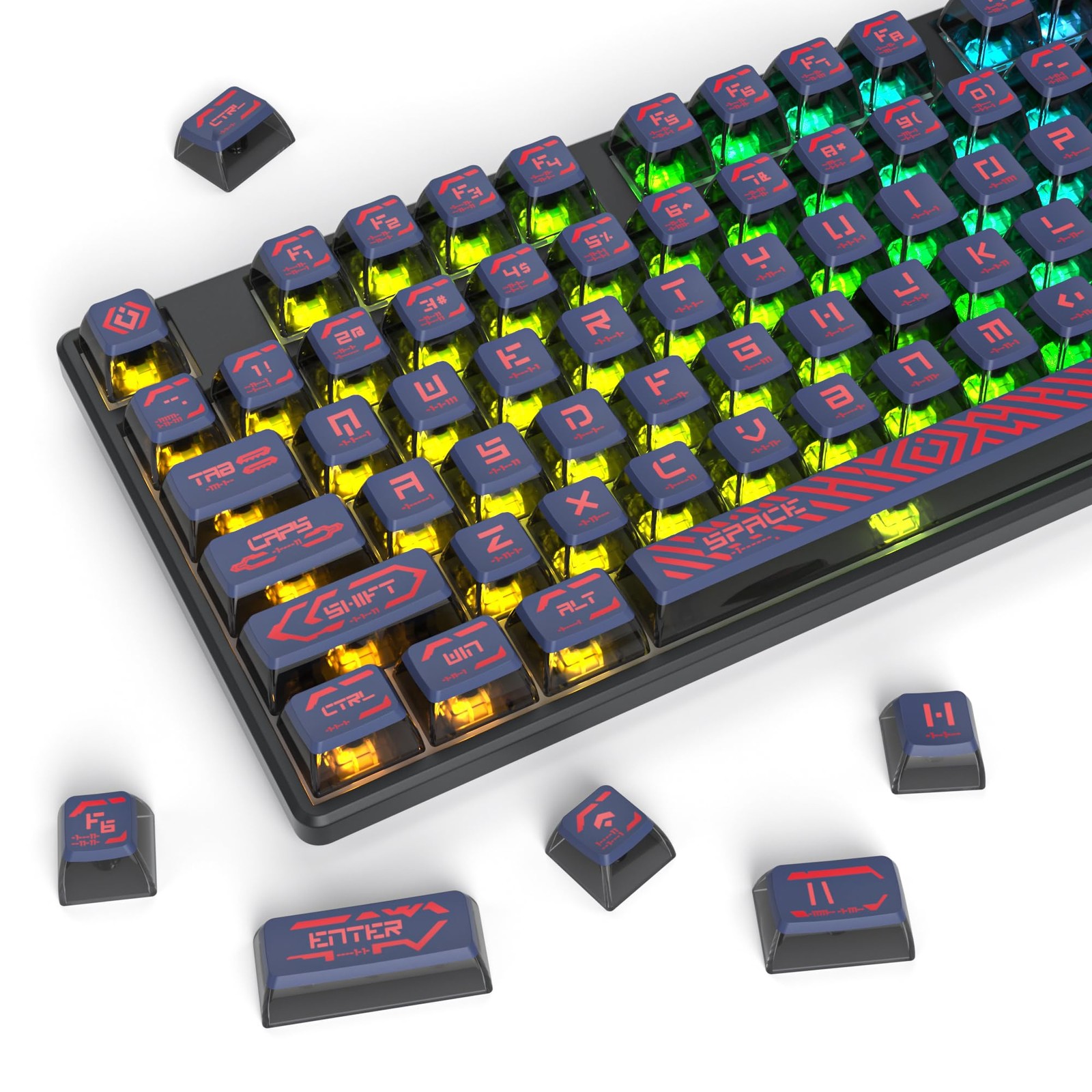 120 Keys Red PBT Punk Pudding Keycaps ASA Profile Fits 60%/61/68/75/87/108 Keys