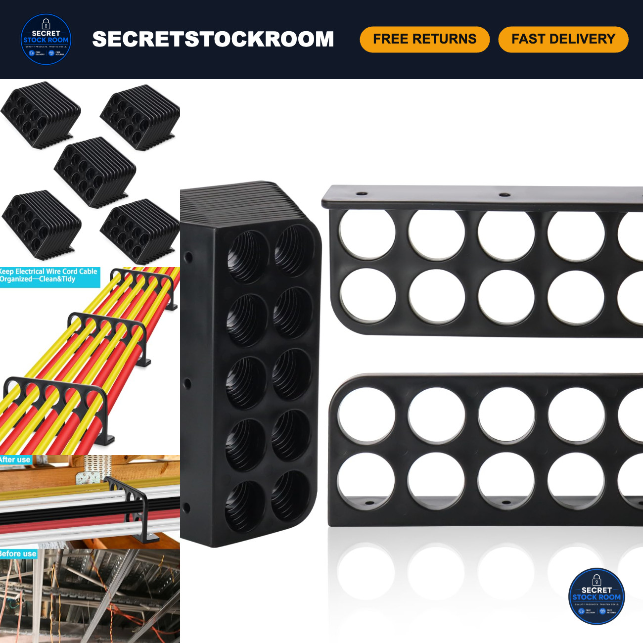 50 Pack Cable Chase Wire Bracket Support Organizer - Cable Management Solution