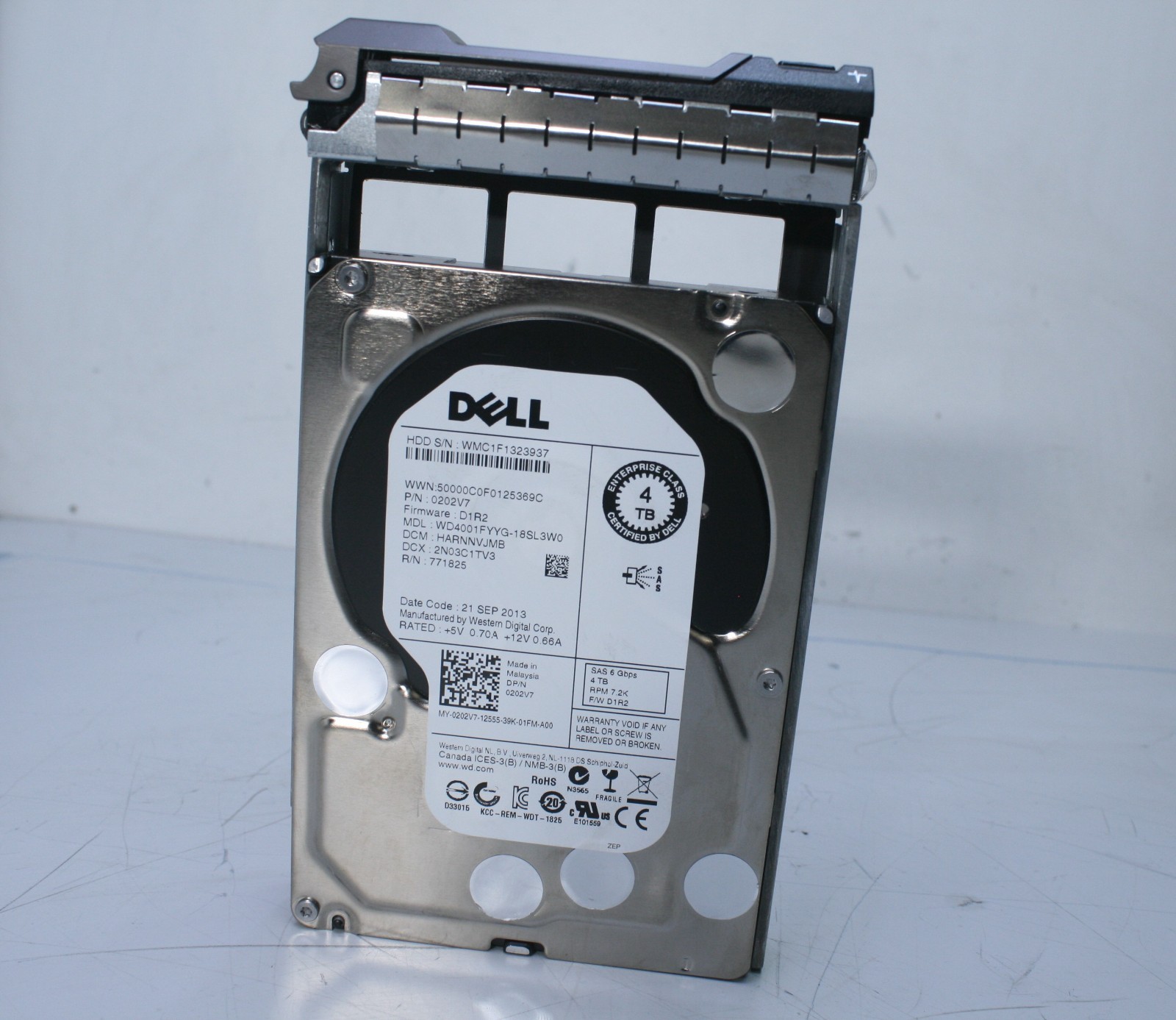 4TB DELL 0202V7 6Gbps SAS 3.5" HDD FOR  R710 R310 T620 R320 R510 R410 R420 (T7)