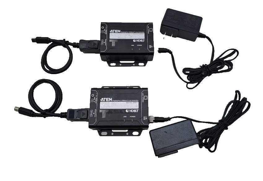 2x  ATEN VanCryst VE901T DisplayPort HDBaseT-Lite Transmitter W/AC & HTC Cable