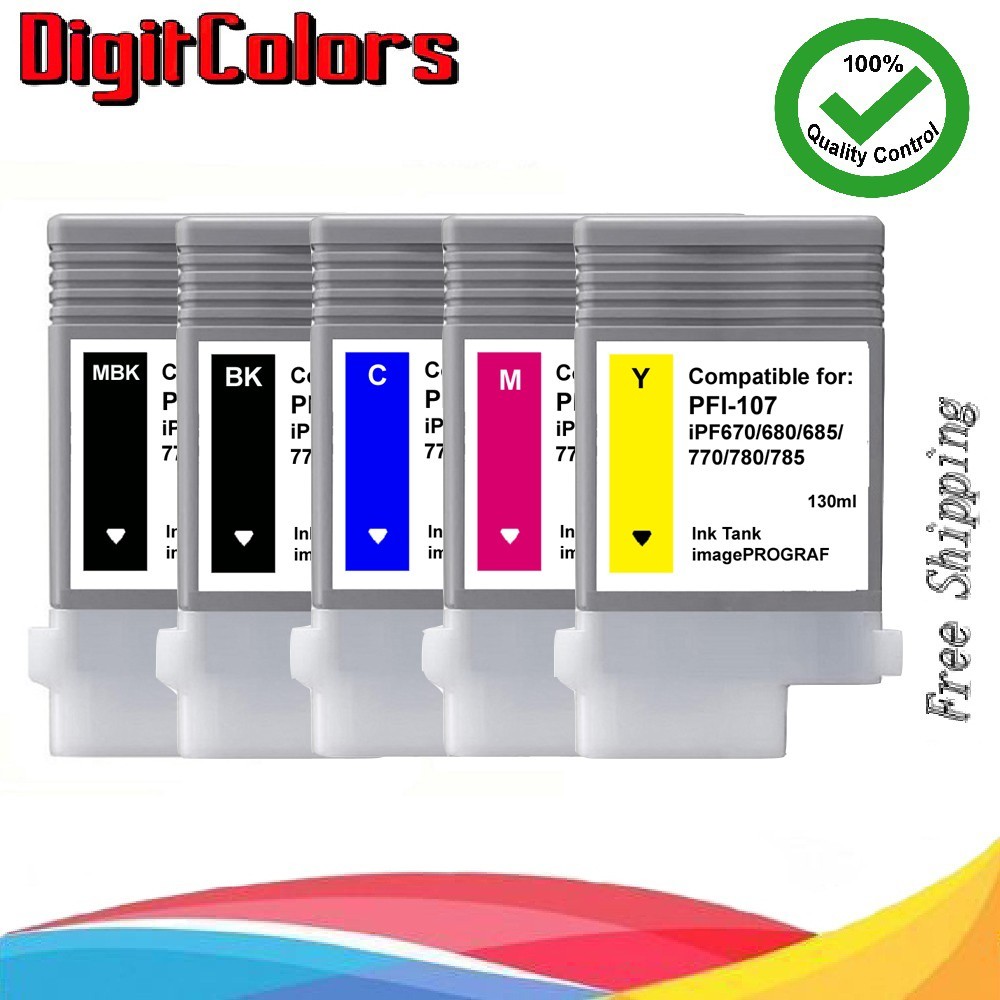 A 5 color set PFI-107 Ink Cartridge fit Canon iPF670 IPF680 IPF780 IPF785 PFI107