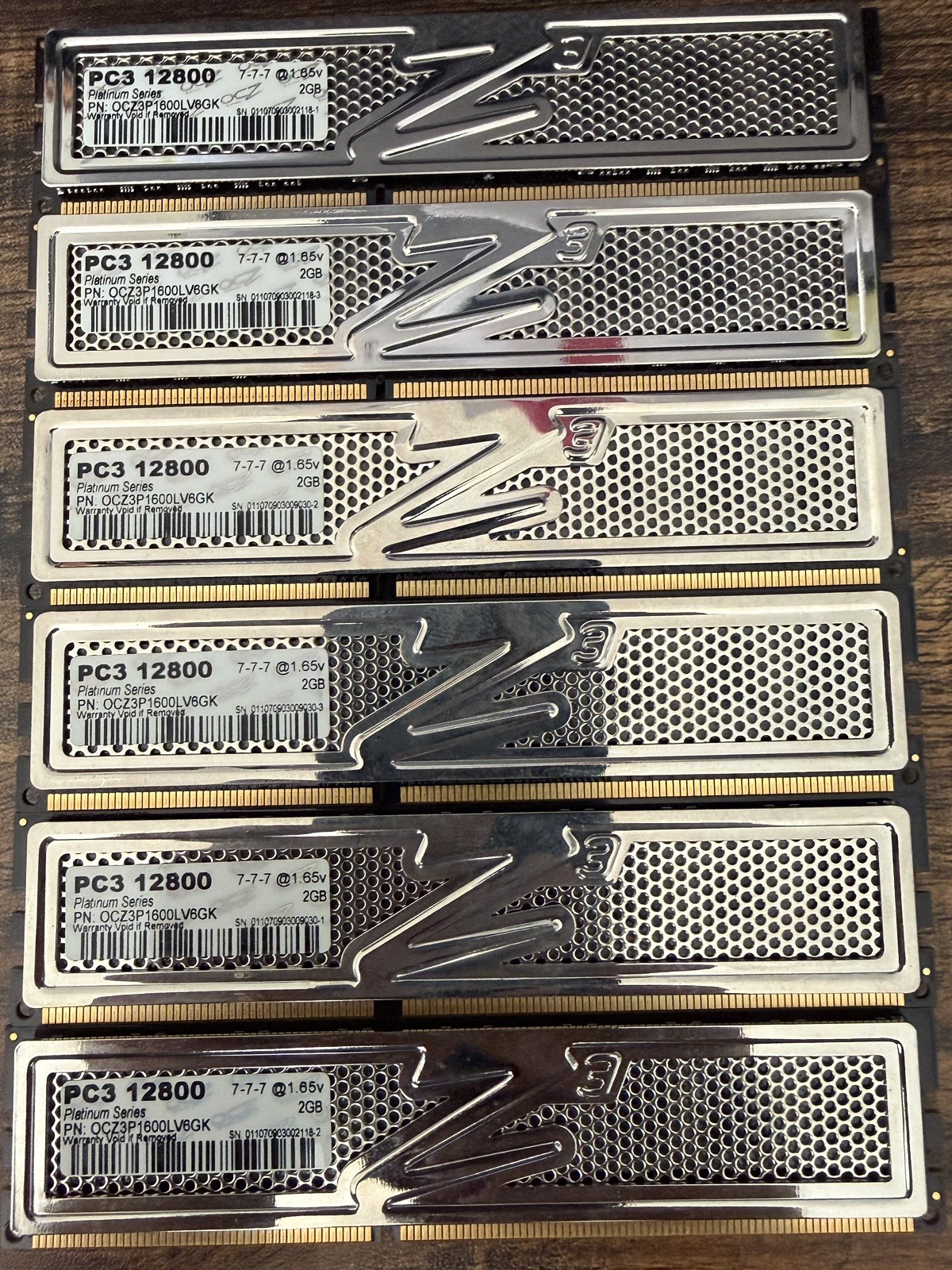 OCZ Platinum 12GB (6x2GB) DDR3 SDRAM OCZ3P1600LV6GK PC3-12800 7-7-7  @ 1.65v