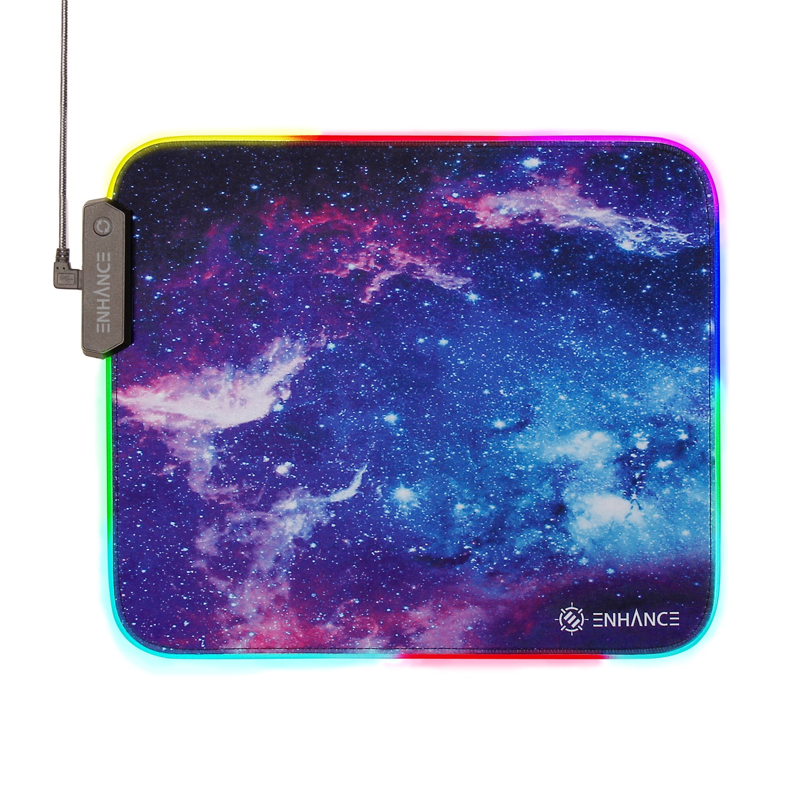 ENHANCE LED Gaming Mouse Pad with Fabric Top - 7 RGB Colors & 3 Lighting Effects