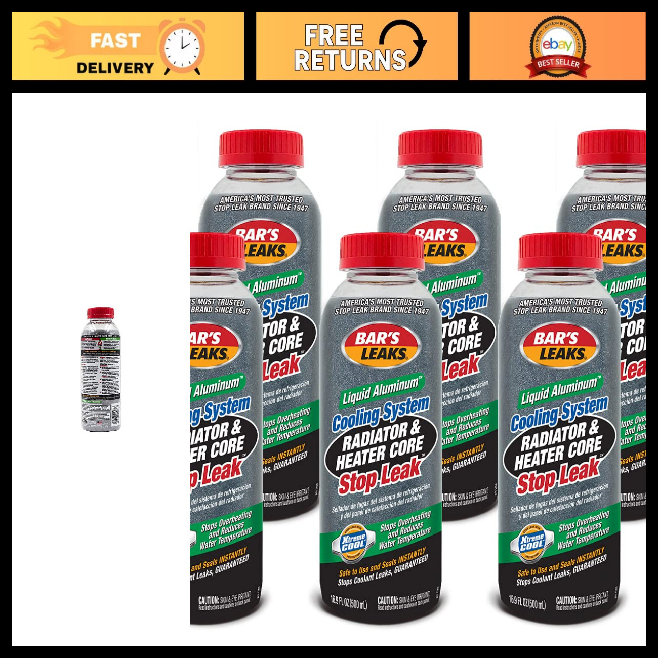 Liquid Aluminum Cooling System Stop Leak - 6-Pack, Radiator Repair, Leak Sealant