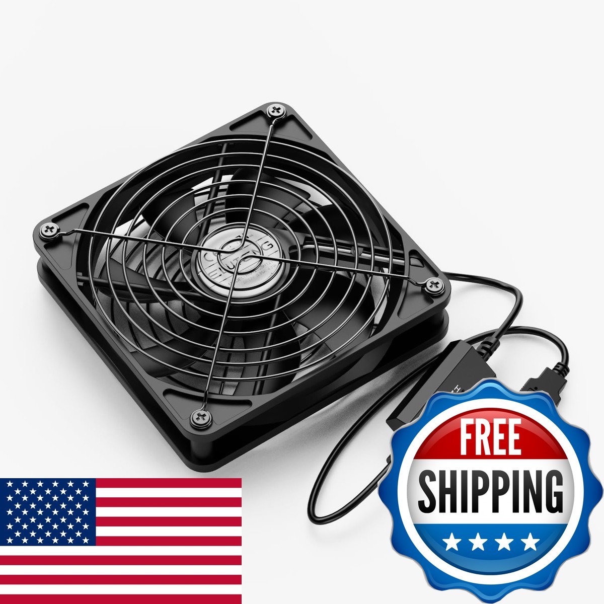ELUTENG 120mm Fan 3 Speed 5V USB Powered Case Fan 1500PRM Gaming PC Portable