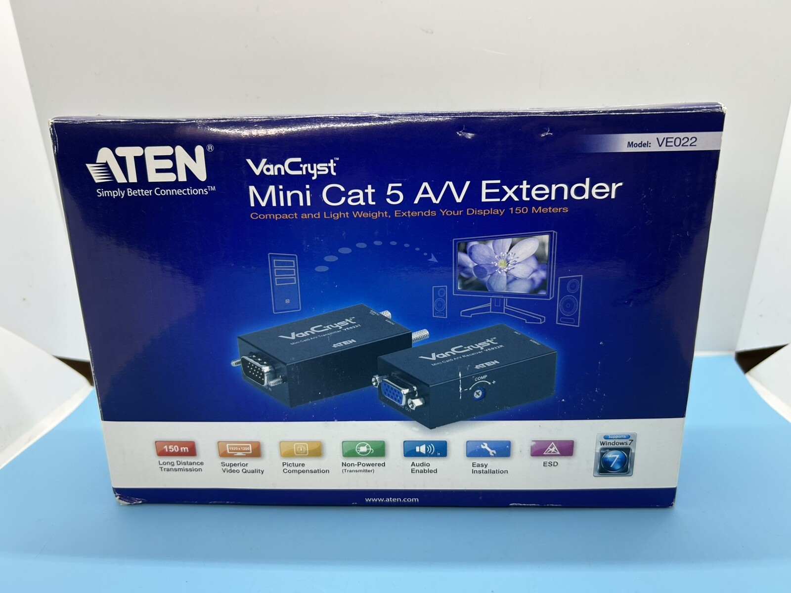 New Aten VanCryst Mini Cat 5 VGA A/V Extender (Receiver & Transmitter)