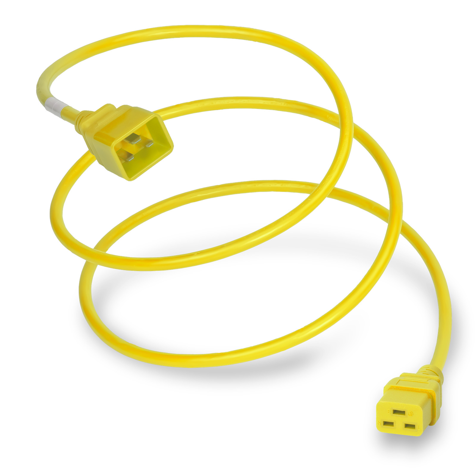 10 Pack of C19 C20 20A 250V 12/3 SJT Power Cord - Yellow - 8ft