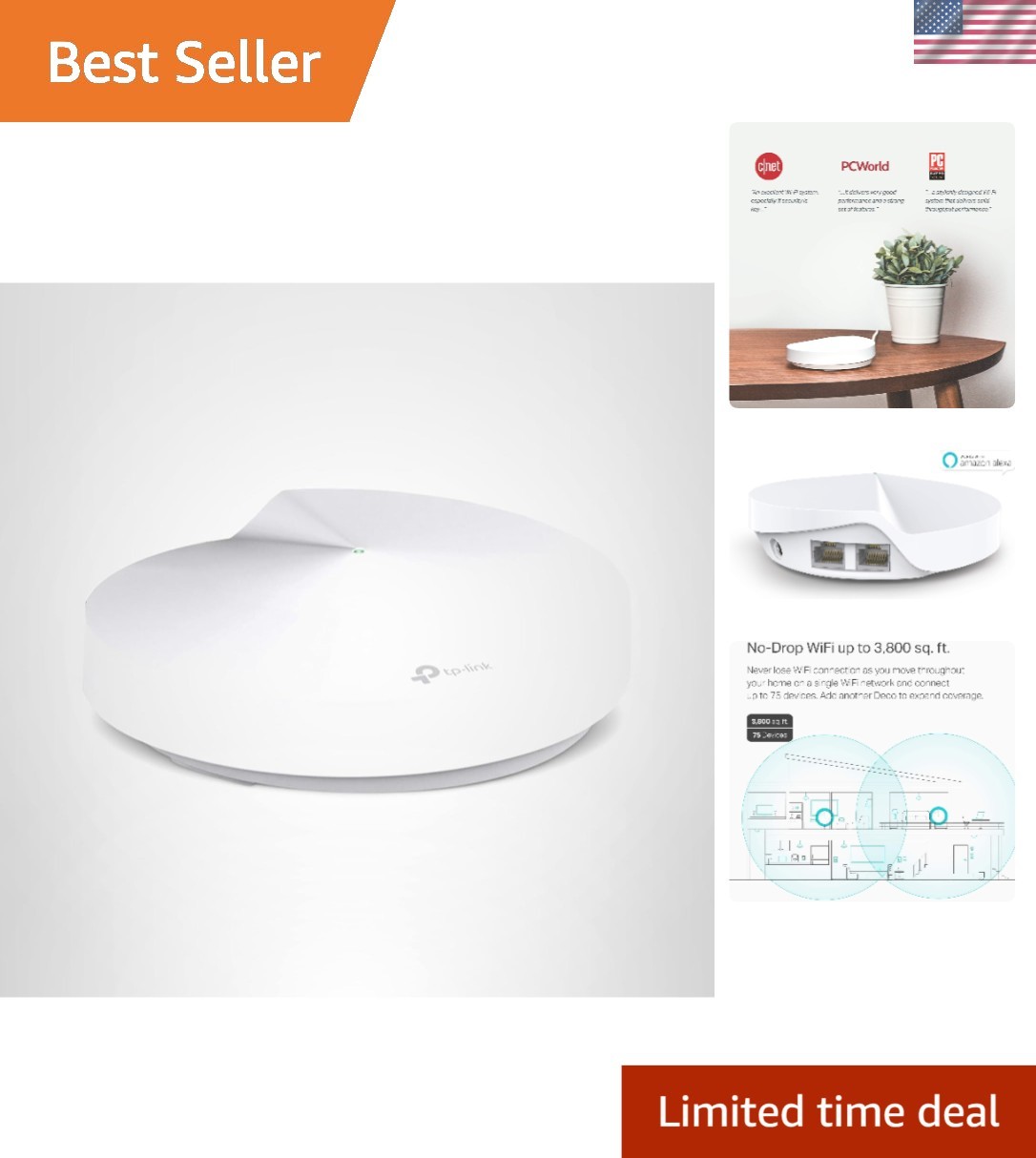 High-Speed Deco M5 Mesh WiFi Router with Parental Controls & 2,000 sqft Coverage