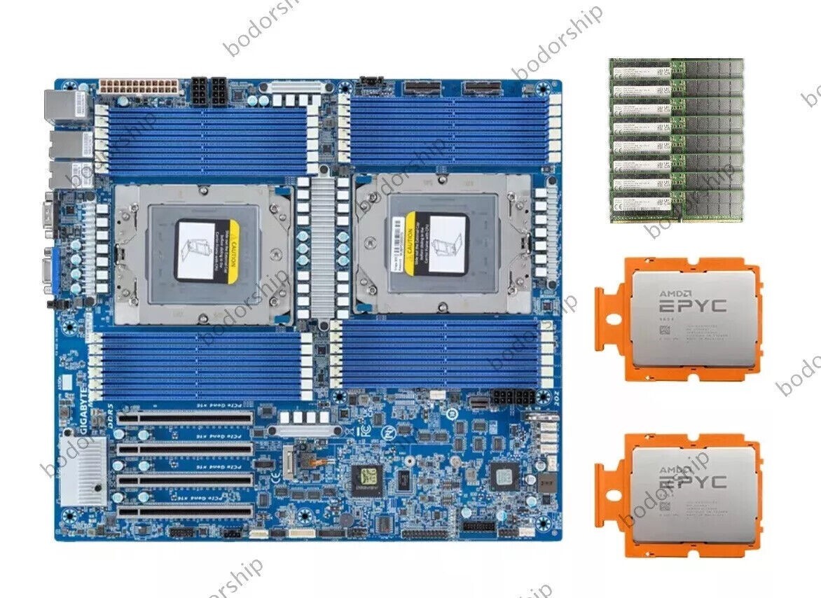 Gigabyte MZ73-LM1 (Rev. 2.0) Motherboard With 2x AMD EPYC 9684X CPU，8x 64GB RAM