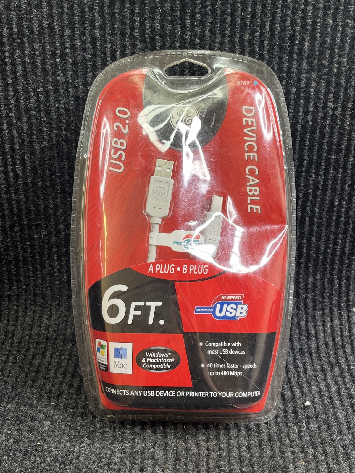 Brand NEW GE USB 2.0 Hi-Speed 6 FT. Foot Device Cable Printer Windows Macintosh