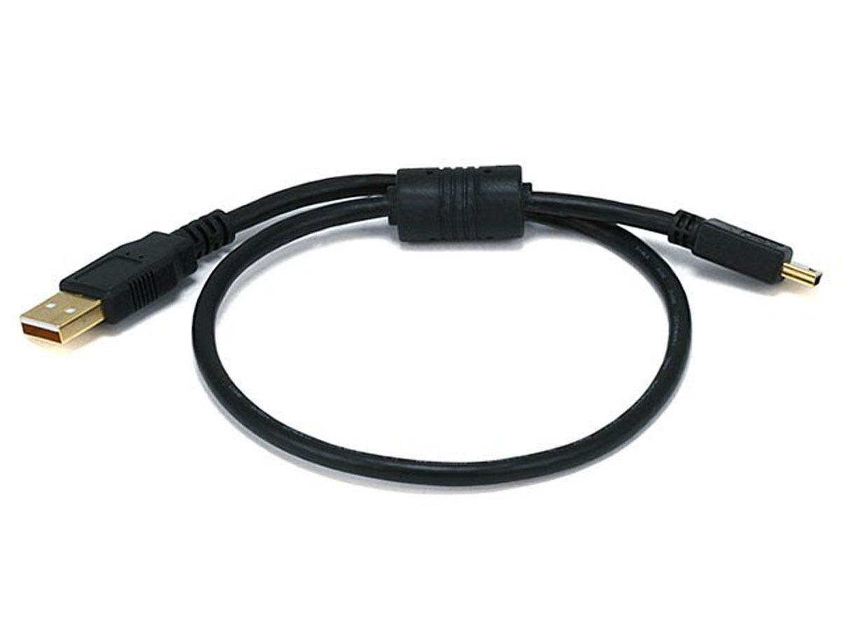1.5ft USB 2.0 A Male to Mini-B 5pin Male  Cable w/ Ferrite Core Gold 5446
