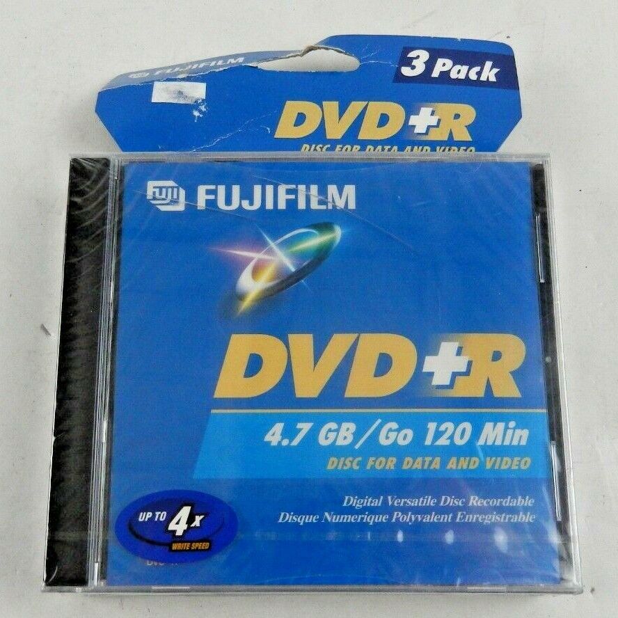 3 Pack Fujifilm DVD-R 4.7 GB 120 min Data Video  Recordable RW NEW