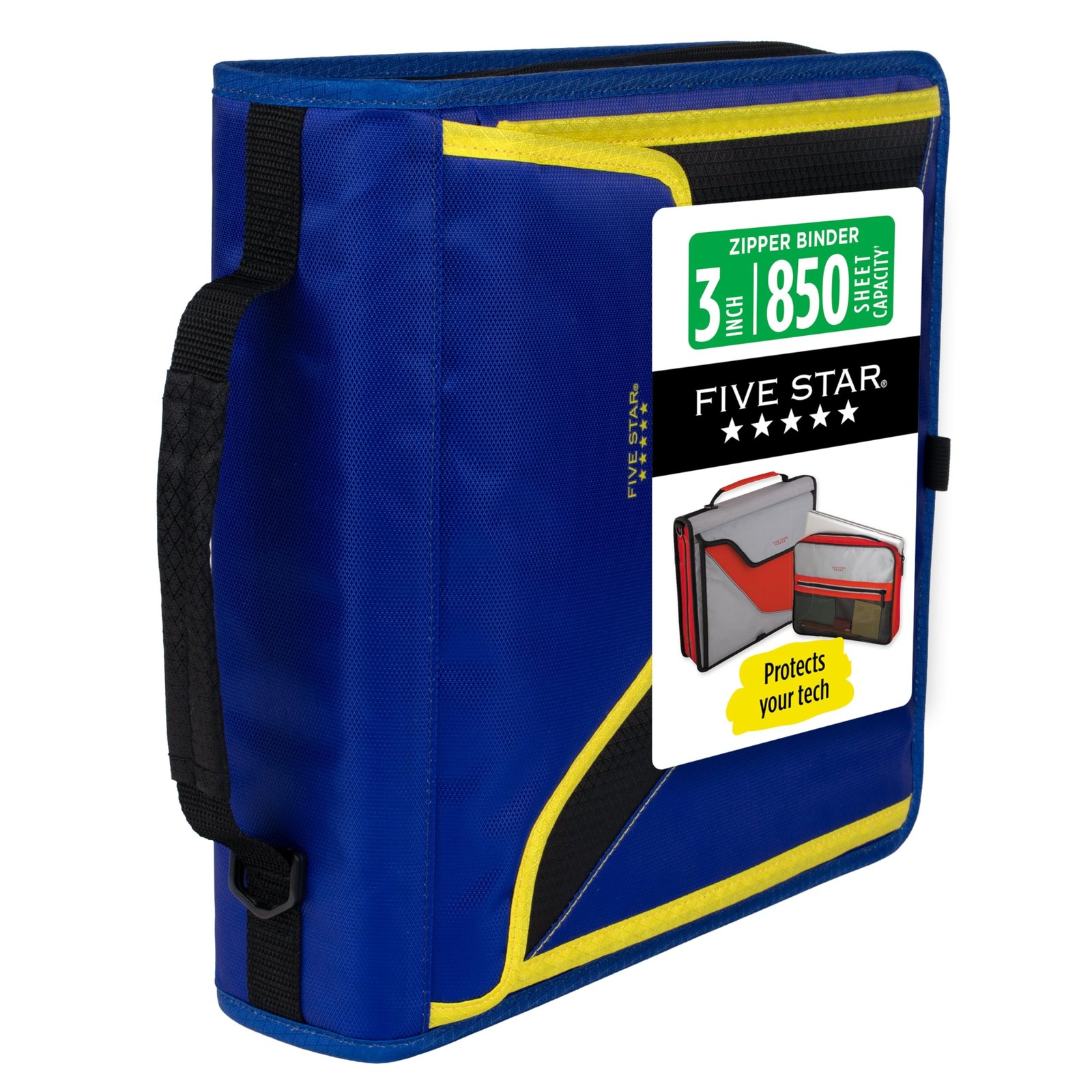 Zipper Binder 3 Inch D Ring 850 Sheet Cosmic Blast Five Star 292960M Case