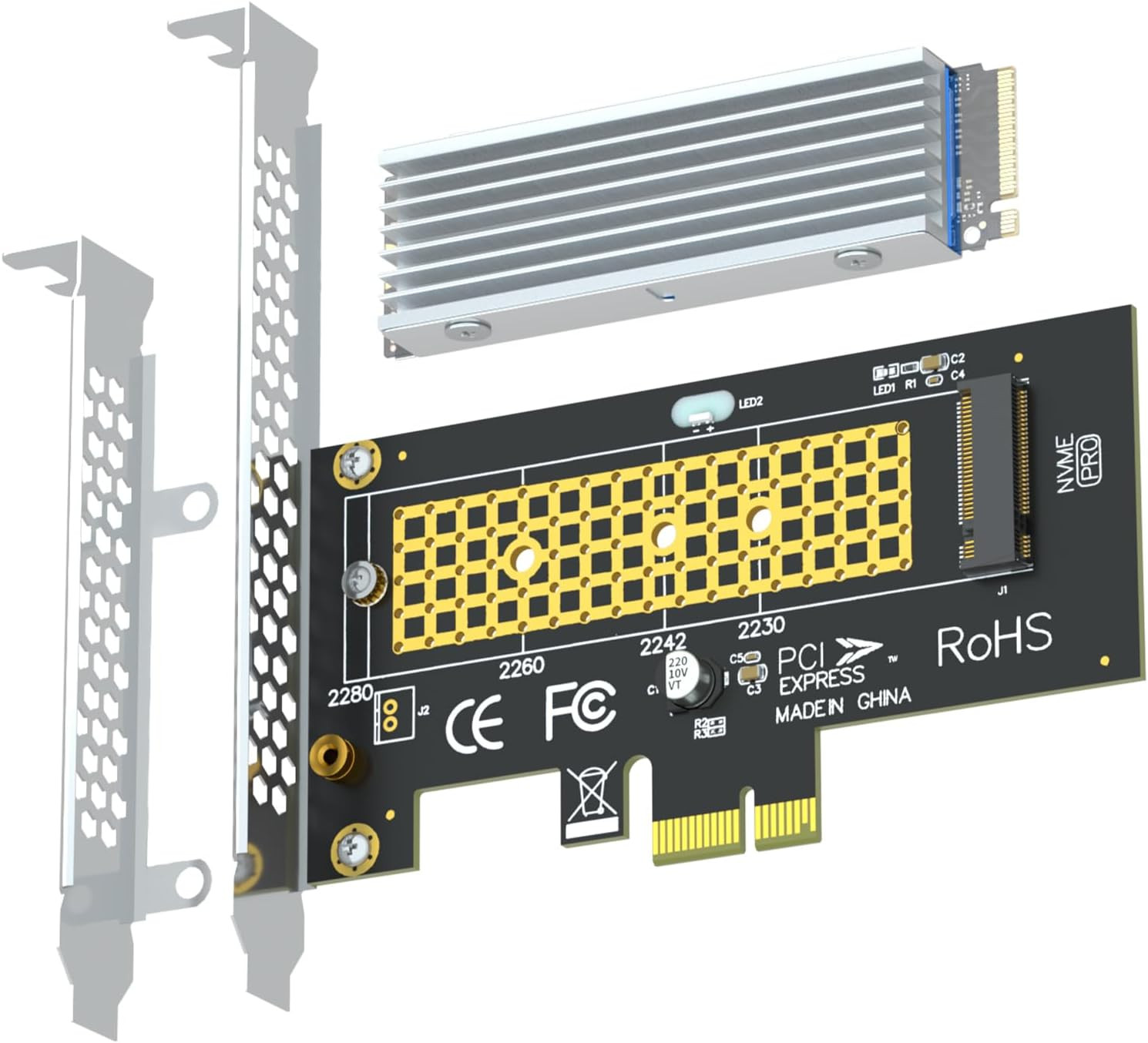 PA09-X1-HS Nvme to Pcie X1 Adapter with M.2 Heatsink