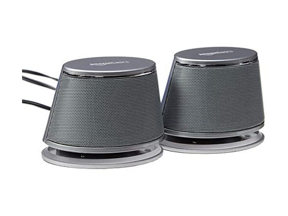 Amazon Basics USB-Powered PC Computer Speakers Dynamic Sound Silver Color  (A9)