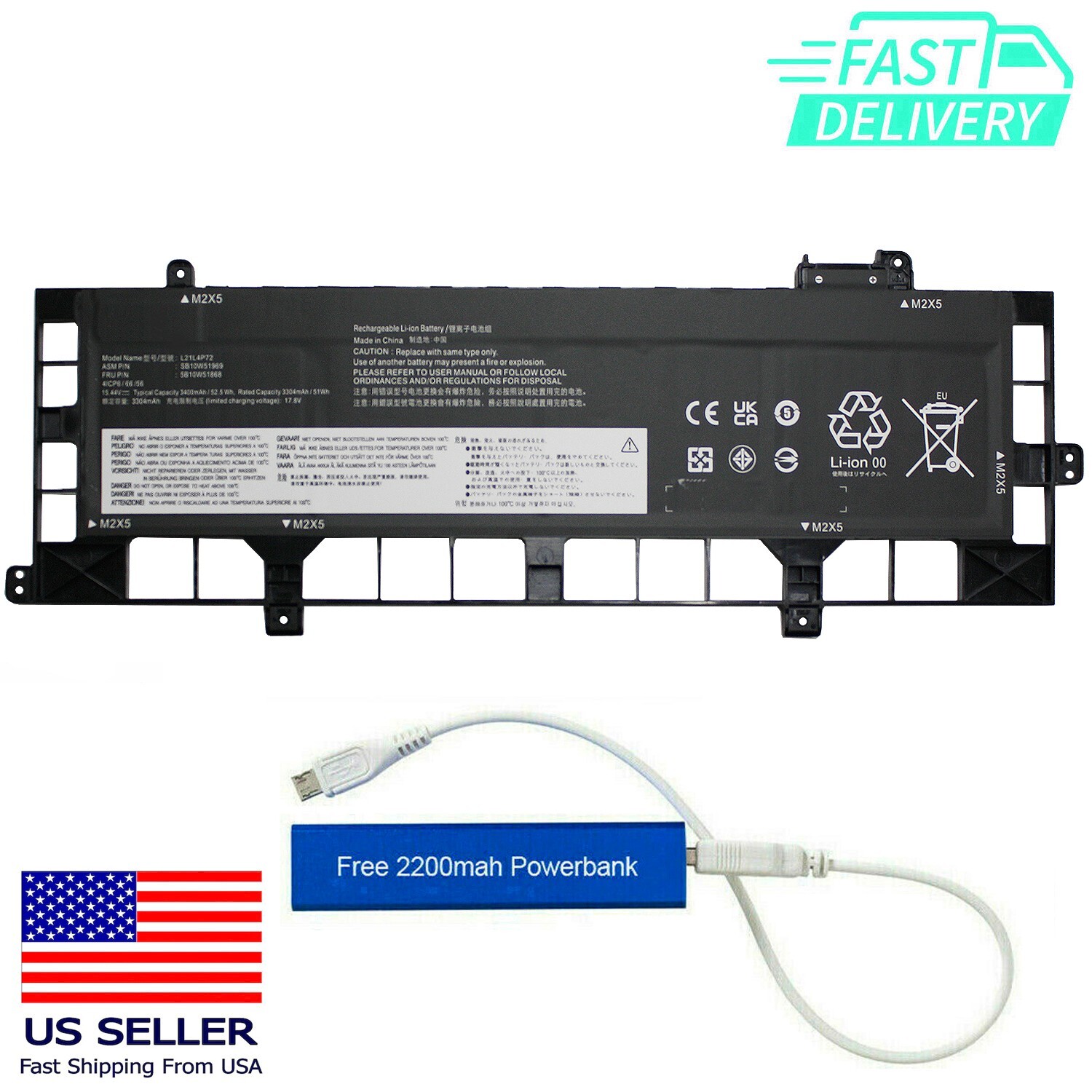 5B10W51868 L21L4P72 REPLACEMENT BATT FOR THINKPAD T16 GEN 2 L21D4P72 SB10W51970