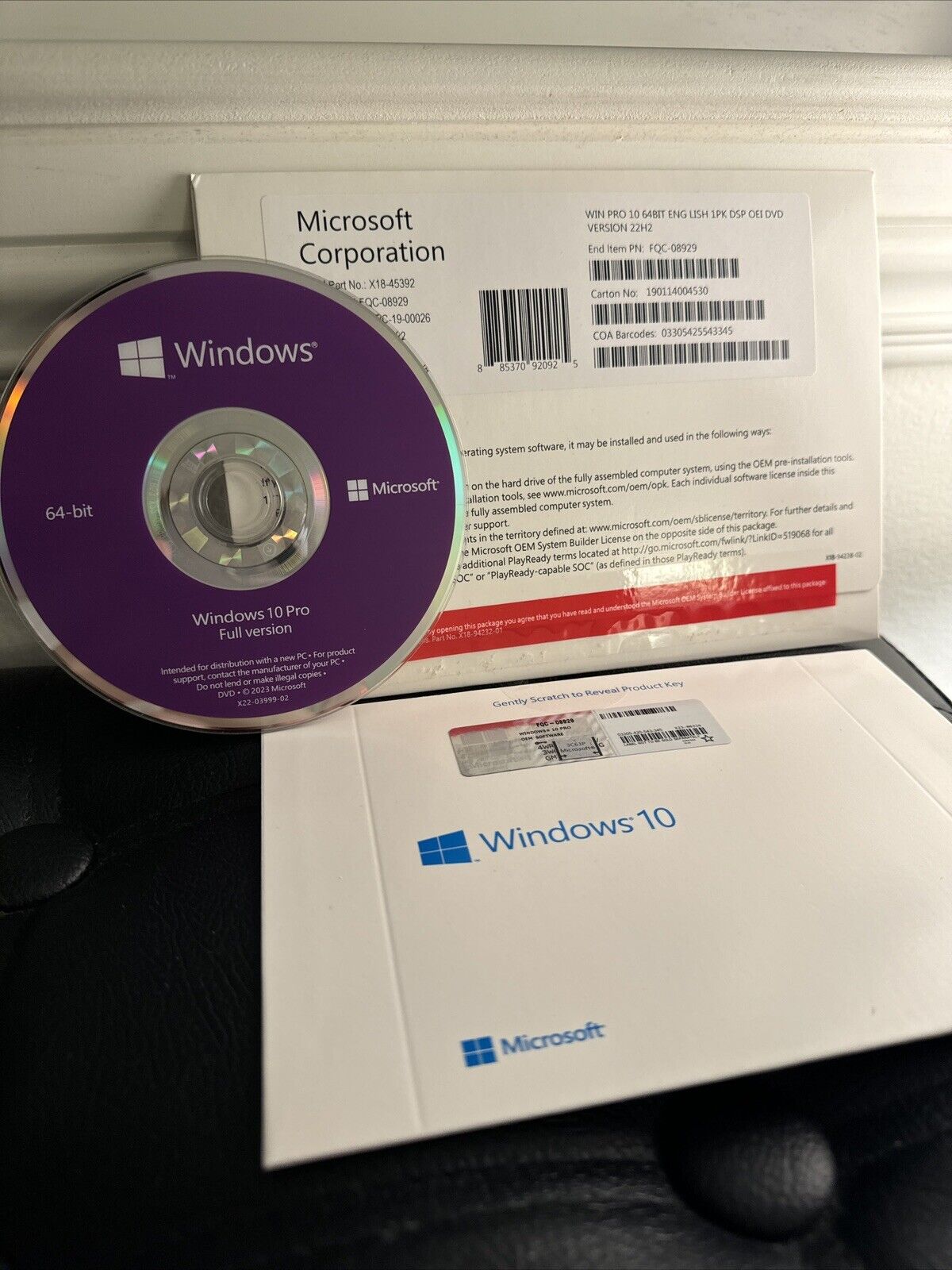 NEW MS Win 10 pro 64 Bit, With DVD Installer, Product Key 