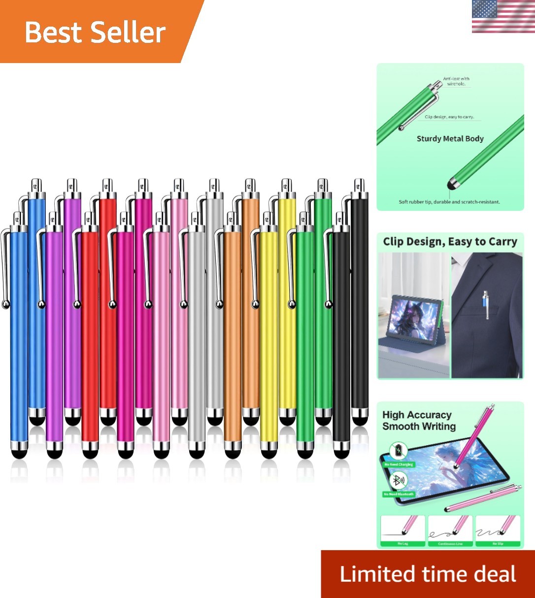 20 Pack Universal Stylus Pen Set - High Precision for Touchscreens & Devices