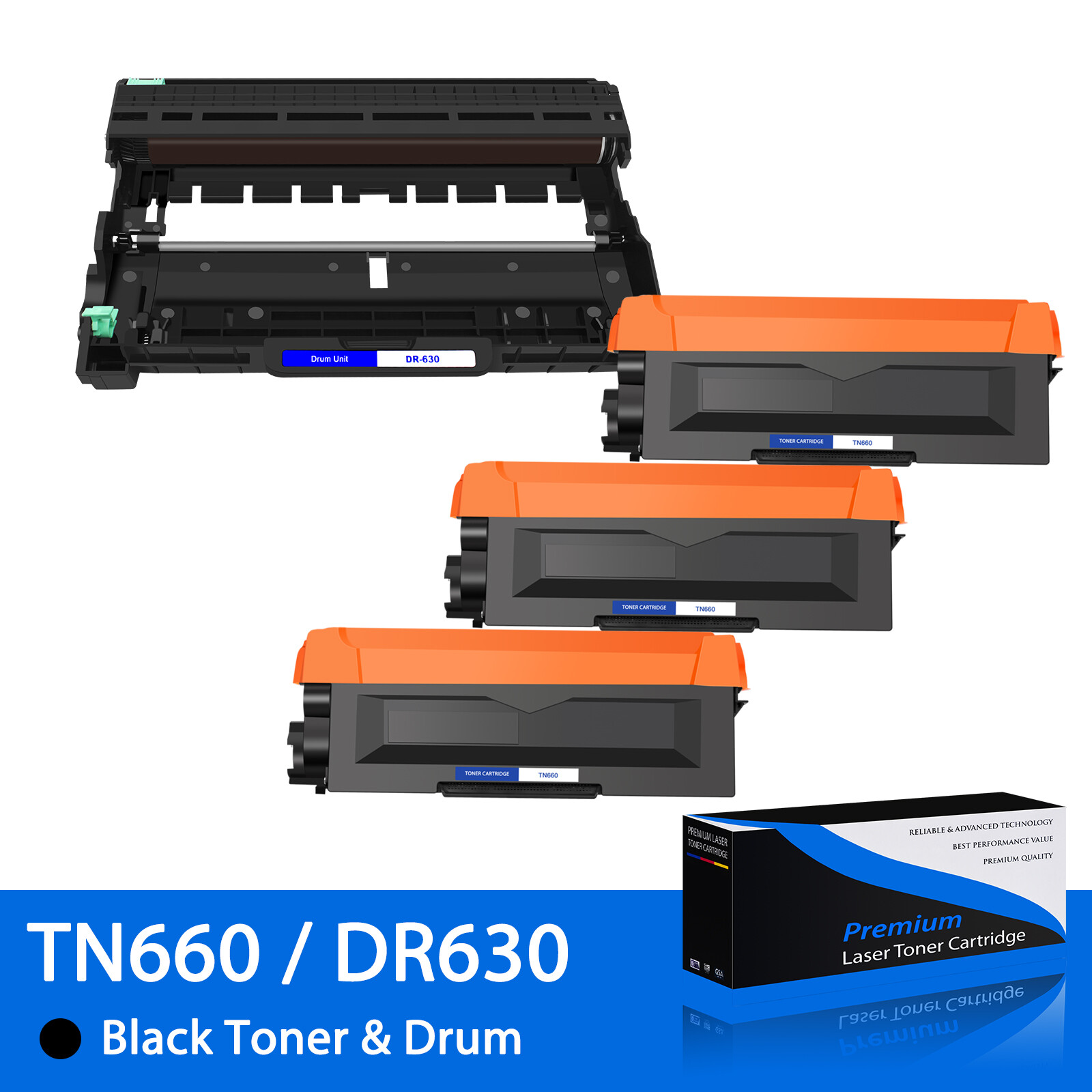 3PK TN660 TN630 Toner + 1PK DR630 Drum for Brother HL-L2340DW HL-L2360DW 2380DW