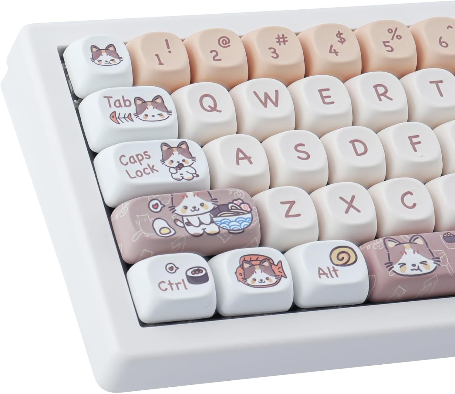 PBT Keycaps 143 Keys Cute Keycaps Dye-Sublimation Kitty-cat Keycaps Set MOA P...