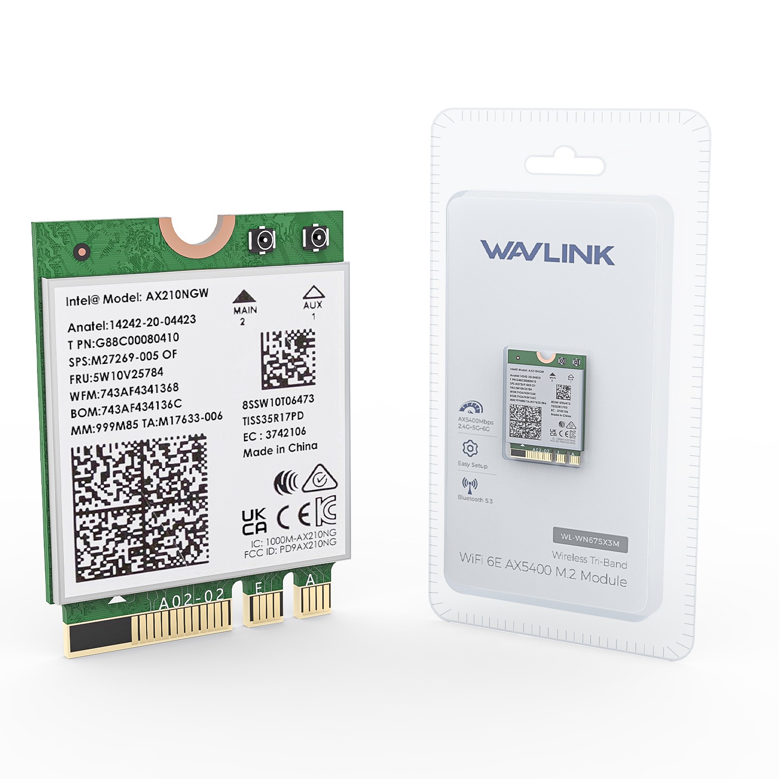 WiFi 6E PCIe Network Card AX5400 for Desktop PC Tri-Band Intel AX210 BT5.3