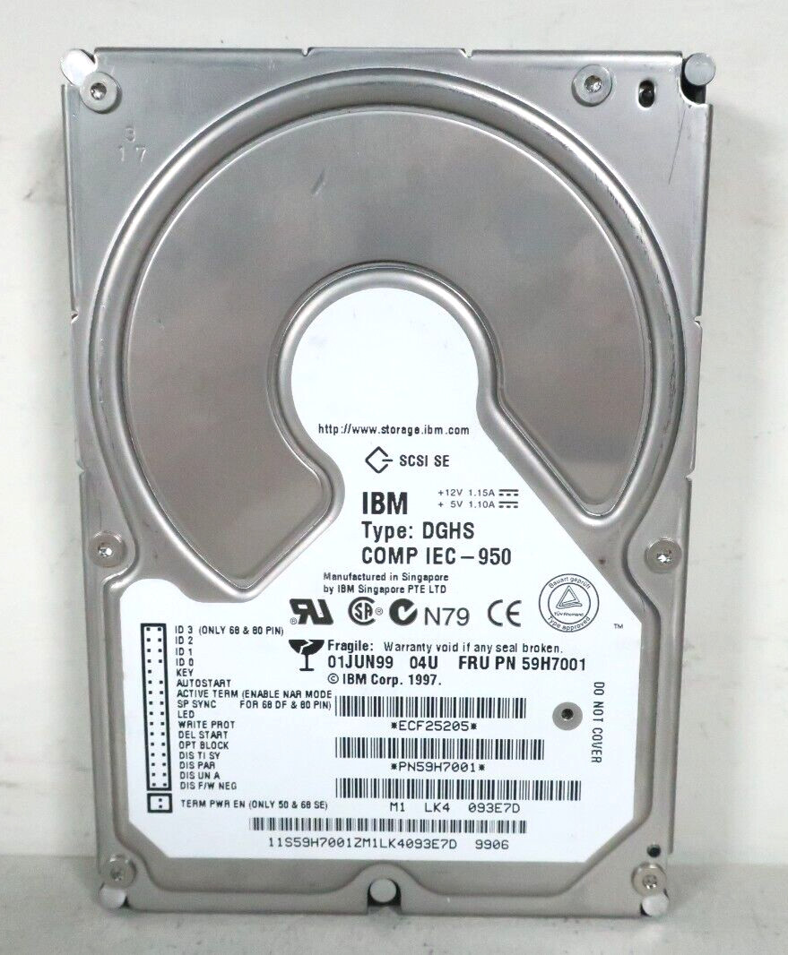 IBM DGHS ECF25205 SCSI 68-Pin Internal Hard Drive Vintage Server HD