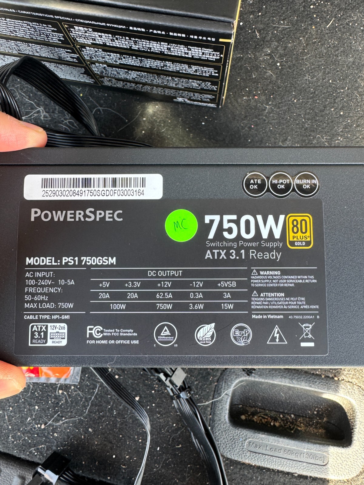 Powerspec 750w power supply 80 plus gold